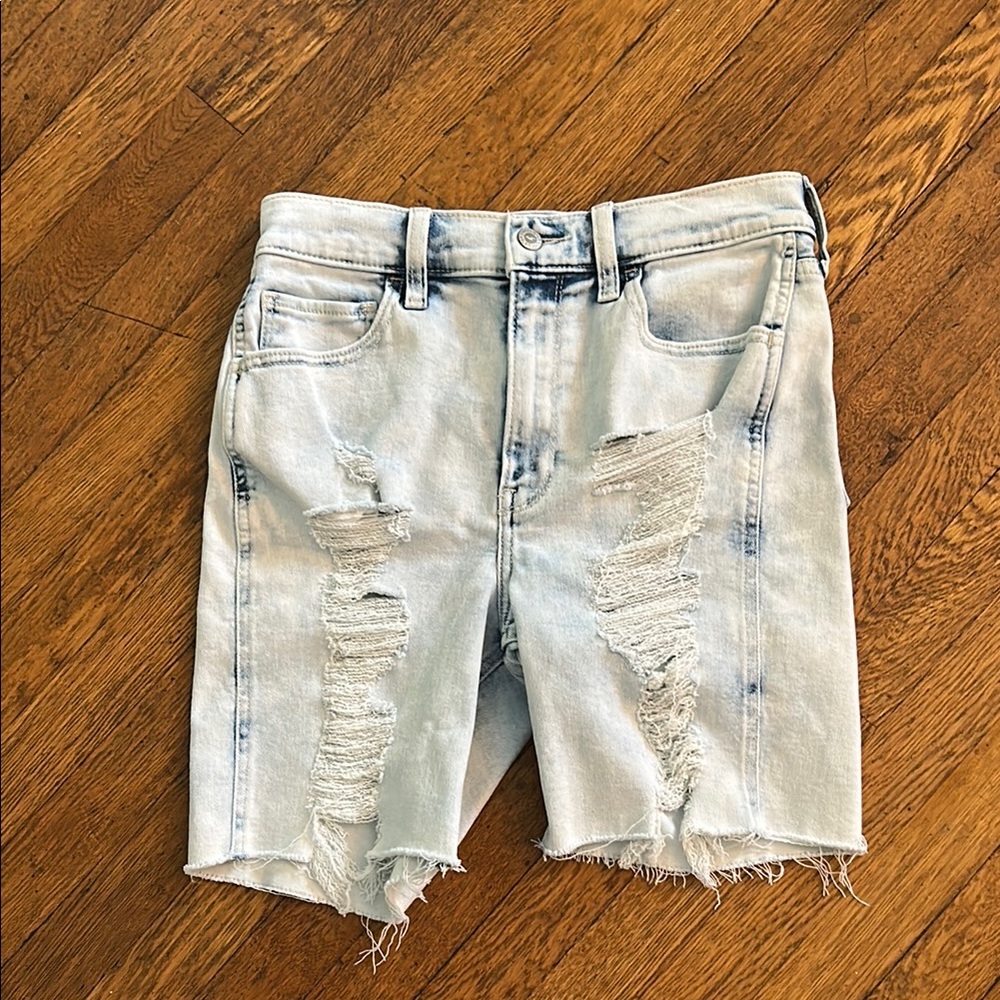 Hollister Light Blue Distressed Jean Shorts
